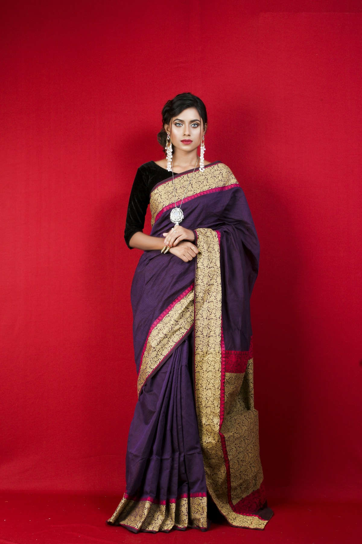 Woman wearing an elegant Indian outfit